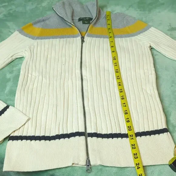 Eddie Bauer full zip 100% Cotton Women's Ribbed Sweater Size Medium - Picture 6 of 7